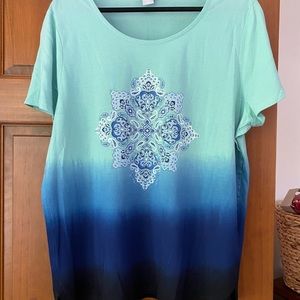 Chico’s Zenergy Bandana Print Dip Dye Tee Shirt